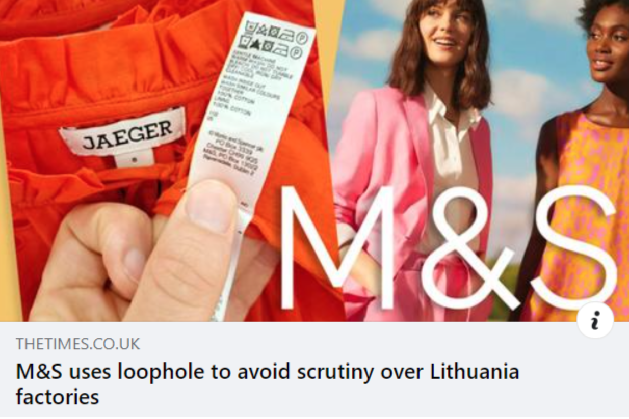 Revealed: M&S used loophole to avoid scrutiny over Lithuania factories